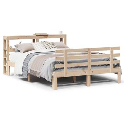 Bedframe met hoofdbord massief grenenhout 140x190 cm - thumbnail