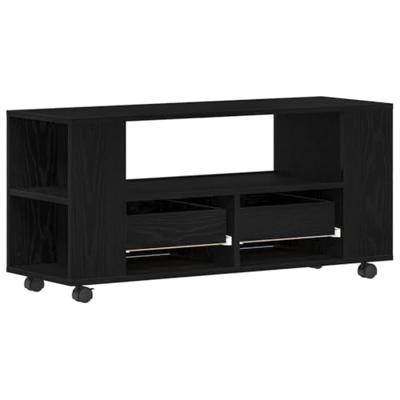Tv-meubel wielen 102x34,5x43 cm spaanplaat zwart eikenkleurig