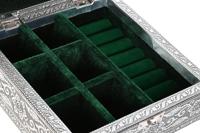 Doos-Juwelenkistje Home ESPRIT Groen Zilverkleurig Hout Aluminium 18 x 18 x 6 cm - thumbnail