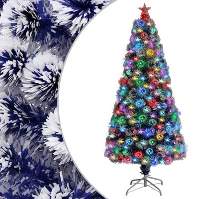 Kunstkerstboom met verlichting 150 cm glasvezel wit en blauw Kunstkerstboom met verlichting 150 cm glasvezel wit en blauw