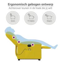 Sta-op-massagestoel elektrisch verstelbaar fluweel geel - thumbnail