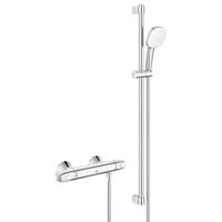 GROHE Grohtherm 1000 Doucheset - thermostatische douchekraan - met glijstangset - 90cm - vierkante handdouche - 3 straalsoorten - gladde doucheslang - chroom 34824005 - thumbnail