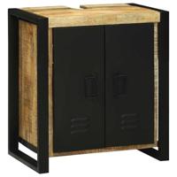 Badkamermeubelset met plank 2 pcs Bruin Massief ruw mango hout - thumbnail