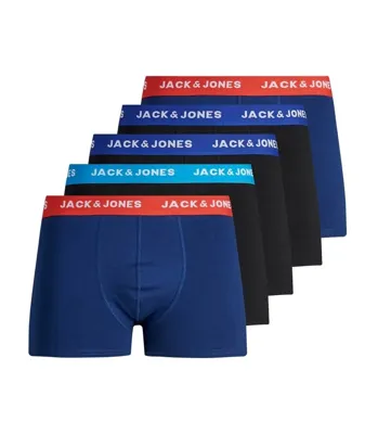Jack & Jones Boxershorts JACLEE Trunks 5-pack Blauw / Zwart-S