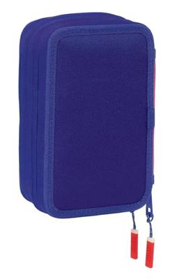 Driedubbele Pennenzak Atlético Madrid Blauw Wit Rood 12,5 x 19,5 x 5,5 cm 37 Onderdelen