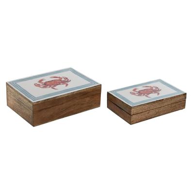 Juwelenkistje Home ESPRIT Multicolour Mangohout 25 x 17,5 x 8 cm (2 Stuks)