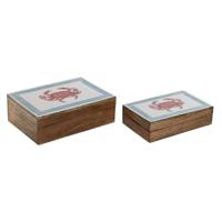 Juwelenkistje Home ESPRIT Multicolour Mangohout 25 x 17,5 x 8 cm (2 Stuks) - thumbnail