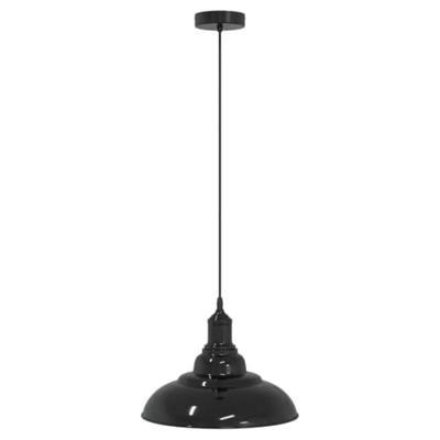 Hanglamp in hoogte verstelbaar E27 31 cm metaal glanzend zwart Hanglamp in hoogte verstelbaar E27 31 cm metaal glanzend zwart