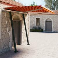 Luifel automatisch uittrekbaar met palen 3,5x2,5 m oranje bruin - thumbnail