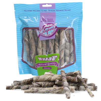 Braaaf Salmon Roll sticks 12cm - 175 gram Braaaf Salmon Roll sticks 12cm - 175 gram