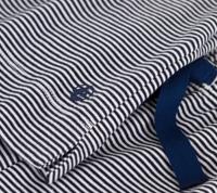 Pyjama kind met korte mouwen en wijde pijpen, gestreept PETIT BATEAU marineblauw - thumbnail