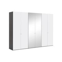 Goossens Kledingkast Easy Storage Ddk, Kledingkast 304 cm breed, 220 cm hoog, 4x draaideur en 2x spiegel draaideur midden - thumbnail