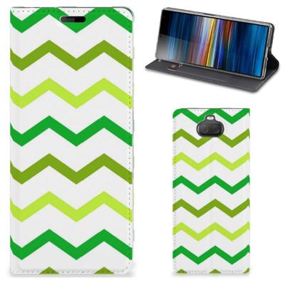 Sony Xperia 10 | Hoesje met Magneet | Zigzag Groen