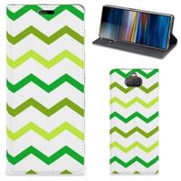 Sony Xperia 10 | Hoesje met Magneet | Zigzag Groen - thumbnail