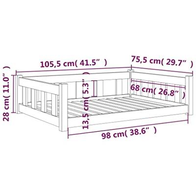 VidaXL Hondenmand 105,5x75,5x28 cm massief grenenhout wit VidaXL Hondenmand 105,5x75,5x28 cm massief grenenhout wit