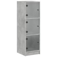 Hoge kast met glazen deuren 35x37x109 cm betongrijs - thumbnail