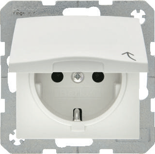 Berker S1 wandcontactdoos 1-voudig met randaarde en klapdeksel polarwit mat 47511909