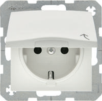 Berker S1 wandcontactdoos 1-voudig met randaarde en klapdeksel polarwit mat 47511909 - thumbnail