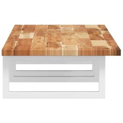 Badkamer wandschap staal en massief acaciahout