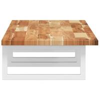 Badkamer wandschap staal en massief acaciahout - thumbnail