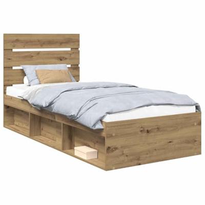Bedframe Ambachtelijk eiken 75 x 190 cm Massief grenenhout