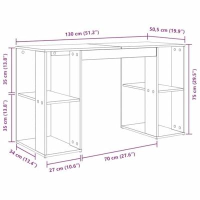 Bureau met Opslag artisanaal eikenkleurig 130 x 50,5 x 75 cm