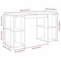 Bureau met Opslag artisanaal eikenkleurig 130 x 50,5 x 75 cm - thumbnail