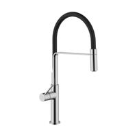 Sanimar Keukenmengkraan Sorrento Semi-Pro Flex Uittrekbare Slang Chroom En Zwart - thumbnail