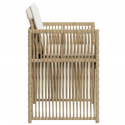 Tuinstoelen 4 st met kussens poly rattan beige - thumbnail