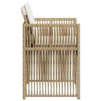 Tuinstoelen 4 st met kussens poly rattan beige - thumbnail