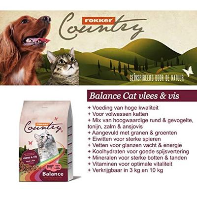 Fokker Country Balance met vlees en vis kattenvoer 10 kg