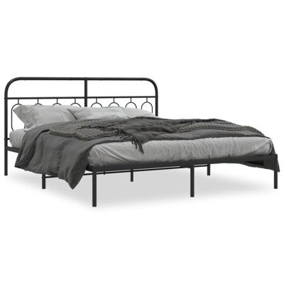 Bedframe met hoofdbord metaal zwart 180x200 cm