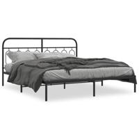Bedframe met hoofdbord metaal zwart 180x200 cm - thumbnail
