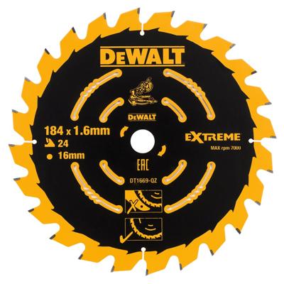 DeWALT Cirkelzaagblad voor Hout | Extreme | Ø 184mm Asgat 16mm 24T - DT1669-QZ