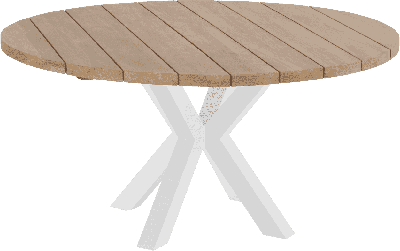 Hartman Ronde Tuintafel 'Stephanie' Teakhout, 150cm, kleur Naturel/Wit Hartman Ronde Tuintafel 'Stephanie' Teakhout, 150cm, kleur Naturel/Wit