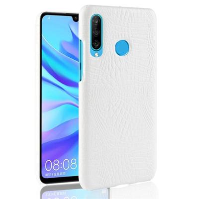 Schokbestendige krokodil textuur PC + PU beschermhoes voor Huawei P30 Lite (wit)