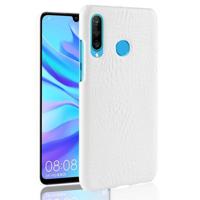 Schokbestendige krokodil textuur PC + PU beschermhoes voor Huawei P30 Lite (wit) - thumbnail