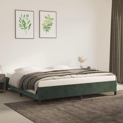 Bedframe zonder matras 200x200 cm fluweel donkergroen Bedframe zonder matras 200x200 cm fluweel donkergroen