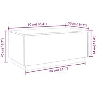 Salontafel met LED-verlichting 90x50x40 cm oud houtkleurig - thumbnail