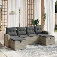 6-delige Loungeset met kussens poly rattan lichtgrijs - thumbnail