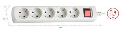 Stopcontactenstrip 5 Tomas met Interruptor Silver Electronics Afmeting 3 m Stopcontactenstrip 5 Tomas met Interruptor Silver Electronics Afmeting 3 m