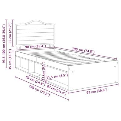 Bedframe Ambachtelijk eiken 90 x 190 cm Massief grenenhout