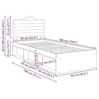Bedframe Ambachtelijk eiken 90 x 190 cm Massief grenenhout - thumbnail