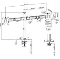 My Wall HL50-2L Monitor-tafelbeugel 2-voudig 43,2 cm (17) - 81,3 cm (32) Zilver, Zwart Kantelbaar, Draaibaar - thumbnail