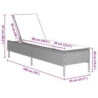 3-delige Ligbeddenset met kussens poly rattan zwart - thumbnail