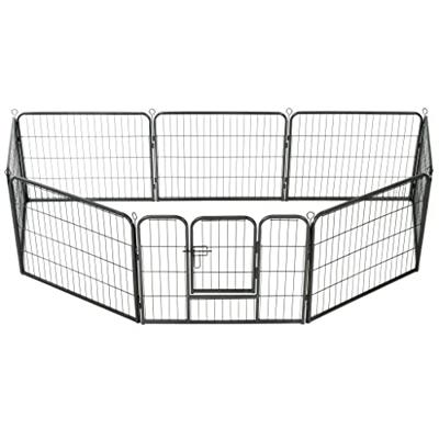 Hondenren met 8 panelen 80x60 cm staal zwart - thumbnail