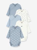 Set van 5 gekruiste body's met lange mouwen baby wit - thumbnail