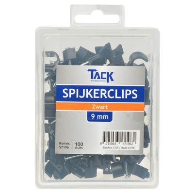 Spijkerclips zwart 9mm 100 stuks