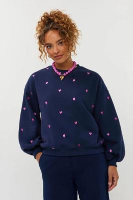 Ydence Sweater Hearts | Navy/Fuchsia Purple