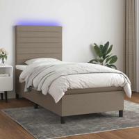 Boxspring met matras en LED stof taupe 90x190 cm - thumbnail